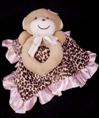 Carters Monkey Girl Leopard Print Baby Rattle Plush Lovey